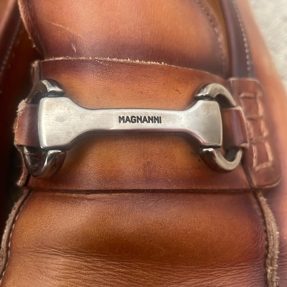 Magnanni Men's Silvano Apron Toe Bit Loafers Tan Leather Loafers Size 12 - Picture 7 of 17